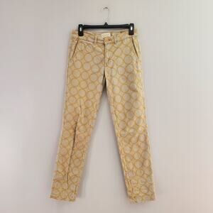 Chino by Anthropologie Relaxed Fit Embroidered Circle Patterned Pants Size 25